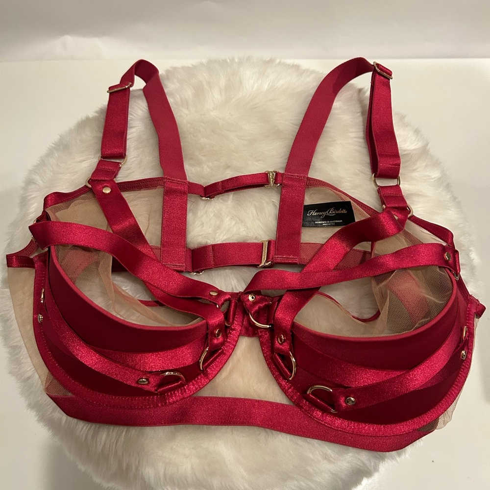 EUC Honey Birdette Stephanie Cherry Bra 38DDD